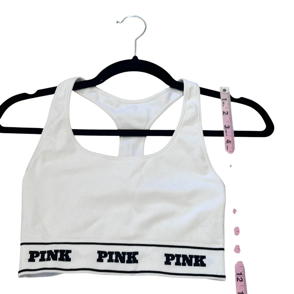 PINK by Victoria's Secret White Racerback Sports Bra Logo Band Size‎ XS